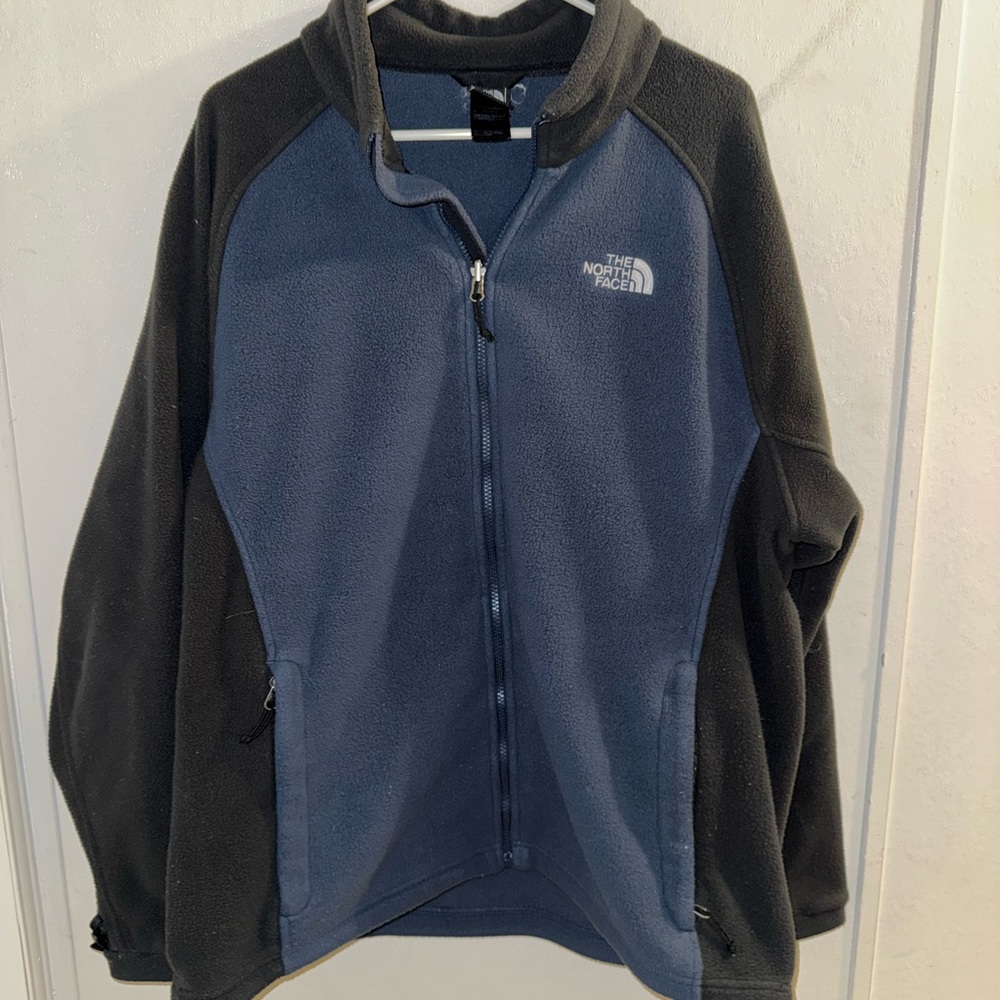 The North Face Fleece Full Zip Jacket Size XL Blue Black Colorblock Polartec